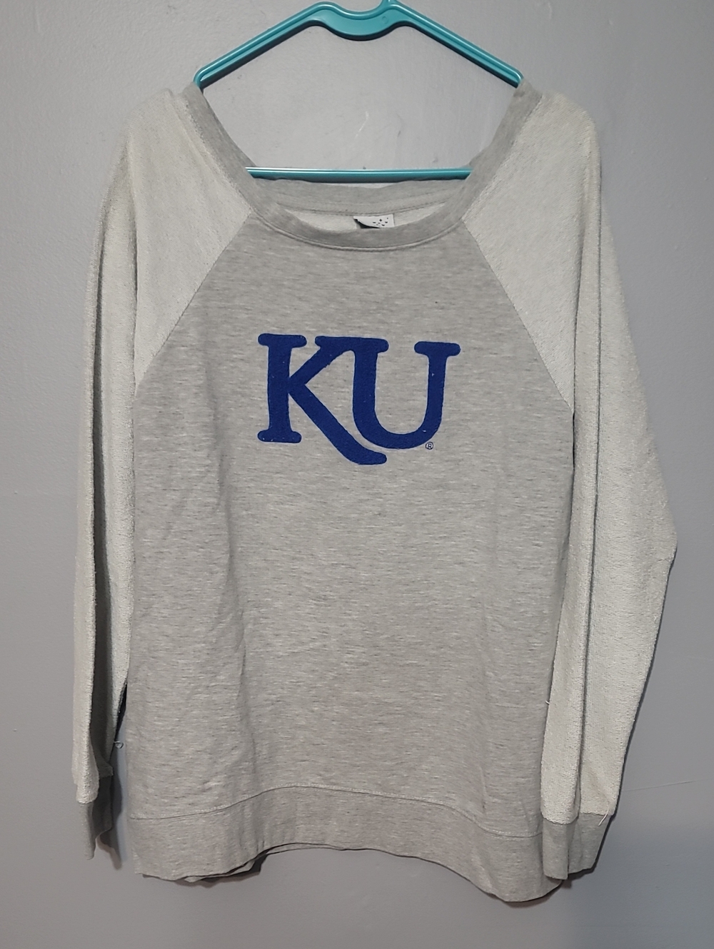 KU Logo Light Gray Raglan Women's Sweater